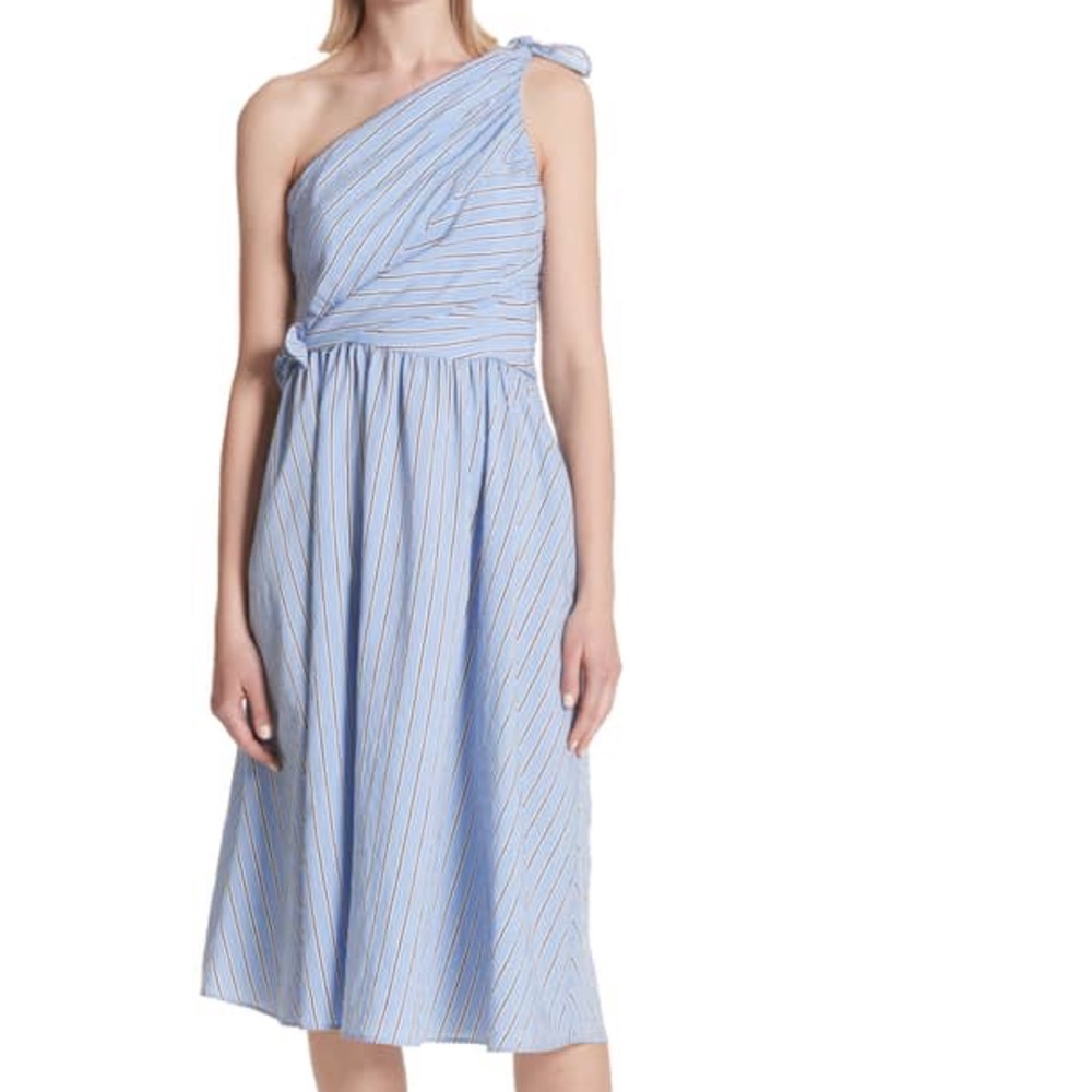 A.L.C. Cabrera Stripe One-Shoulder Dress
